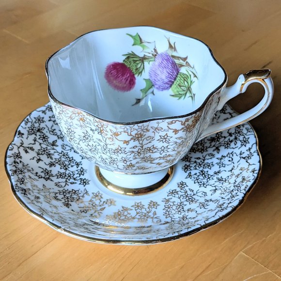 🇬🇧 Vintage Scottish Thistle English China Teacup - Picture 2 of 5